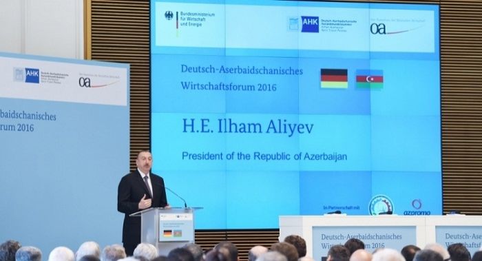 Ilham Aliyev at Azerbaijan-Germany business forum in Berlin - PHOTOS