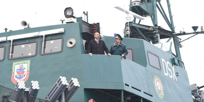 President Ilham Aliyev views newly-constructed ship of State Border Service - PHOTOS