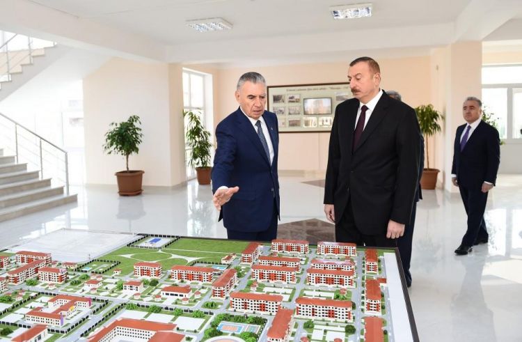 President Aliyev views new residential complex for IDPs in Tartar