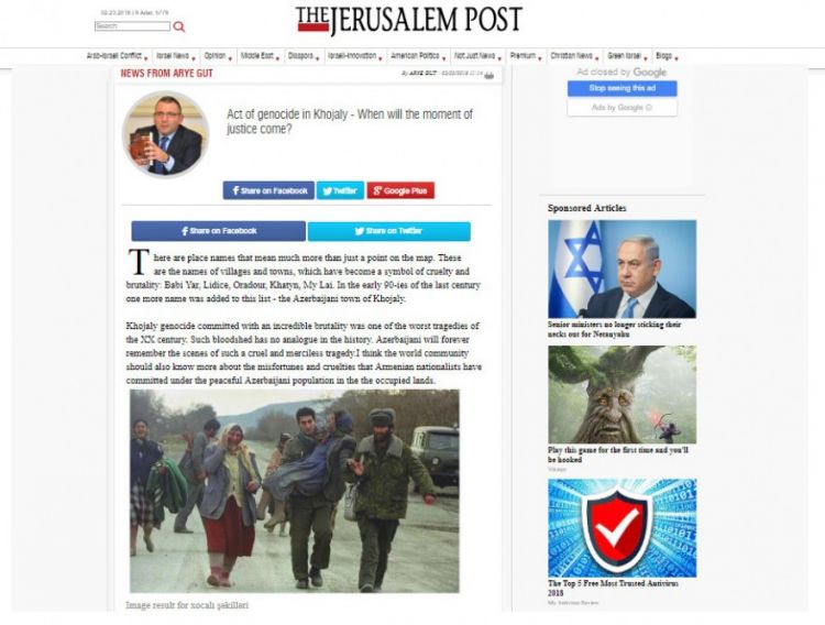 The Jerusalem Post: Xocalıda soyqırımı aktı - ədalət anı nə vaxt yetişəcək?