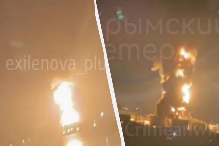 Украина ударила по нефтебазе в Крыму дронами, возник сильный пожар